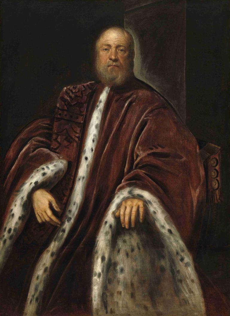 A Procurator of Saint Mark's,Jacopo Tintoretto,Oil Painting,Oil Painting, 1boy, male focus, solo, facial hair