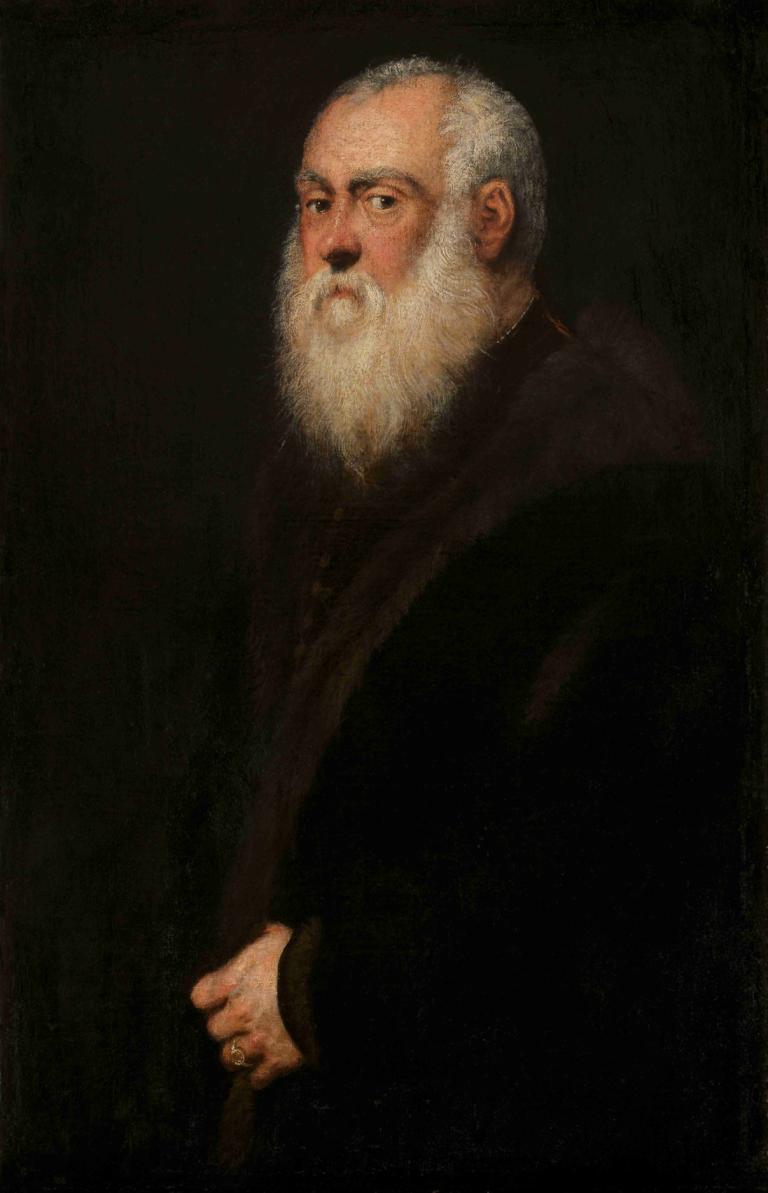 Man with a White Beard,Jacopo Tintoretto,Oil Painting,Oil Painting, 1boy, male focus, solo, facial hair