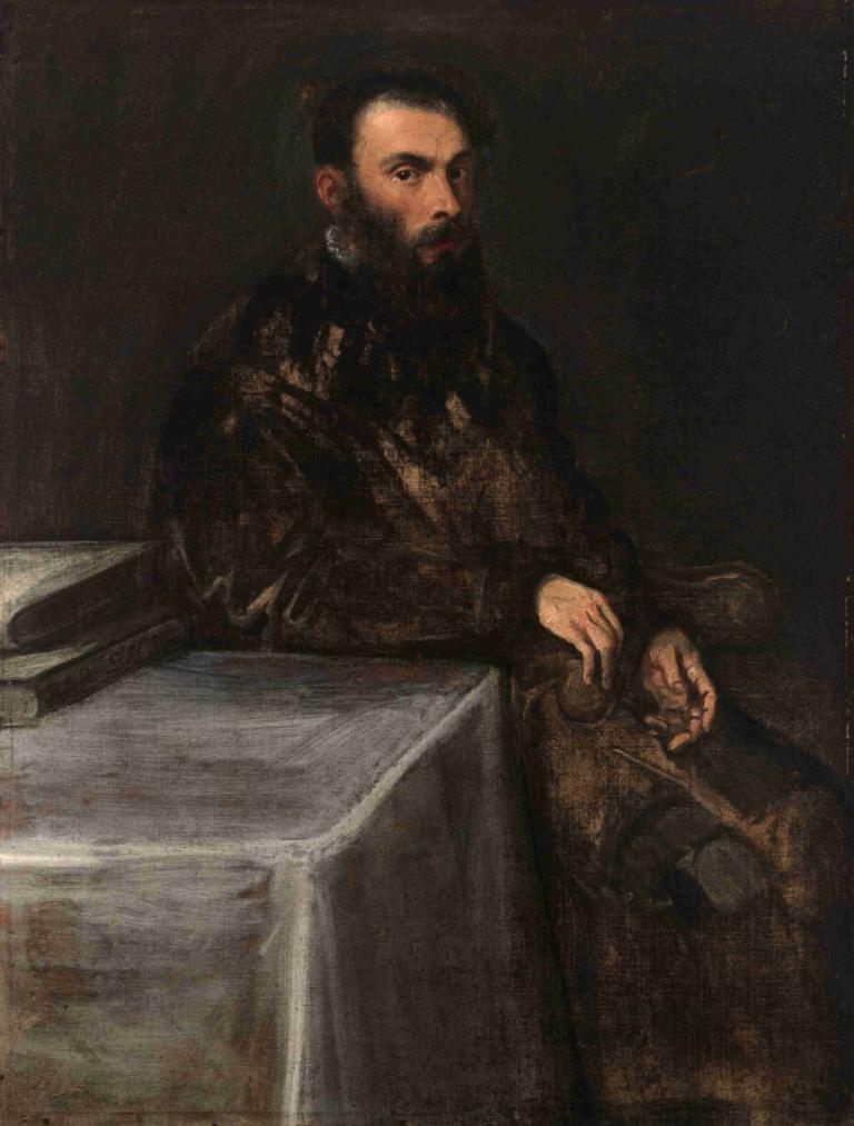 Portrait of a Man,Bir Adamın Portresi,Jacopo Tintoretto,Yağlı boya,Yağlı boya, solo, 1 oğlan, sakal