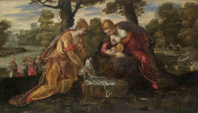 The Finding of Moses,Jacopo Tintoretto,Oil Painting,Oil Painting, fine art parody, parody, tree