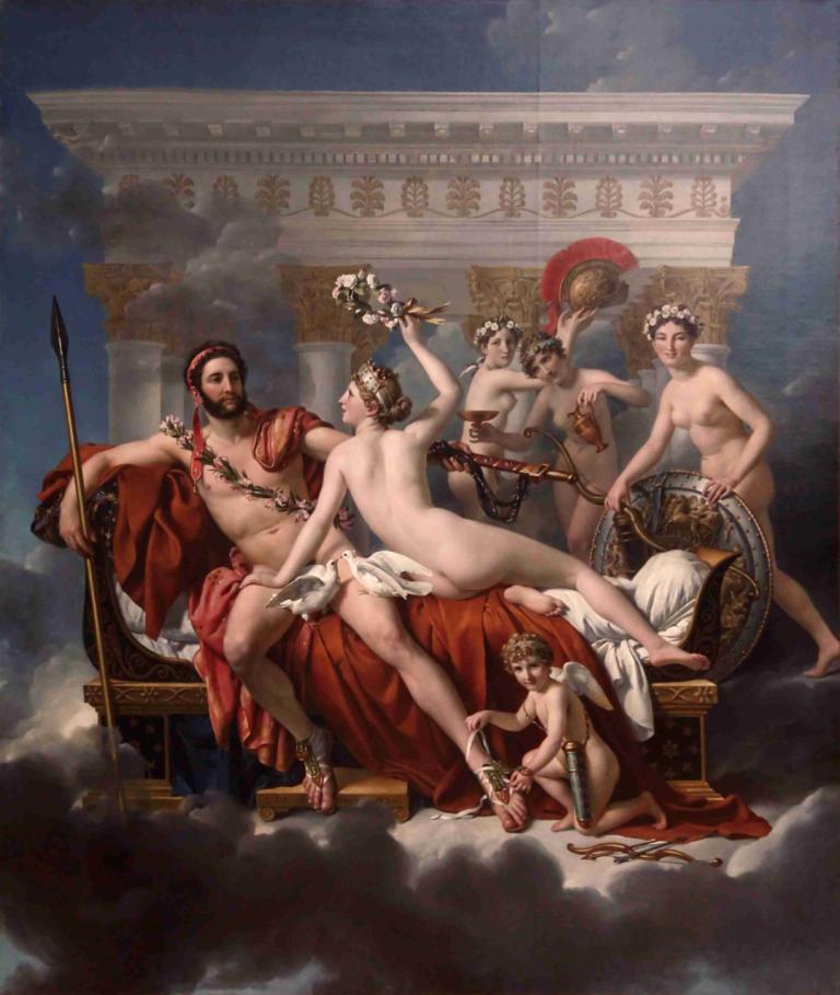 Mars Being Disarmed By Venus,Mars je razorožen s strani Venere,Jacques Louis David,Oljna slika,Oljna slika