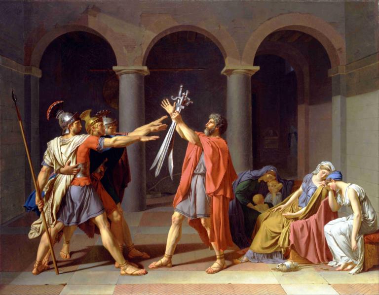 Oath Of The Horatii,Prisega Horatijev,Jacques Louis David,Oljna slika,Oljna slika, likovna parodija