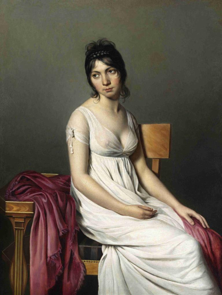 Portrait of a Young Woman in White,하얀 옷을 입은 젊은 여성의 초상화,Jacques Louis David,자크 루이 데이비드,오일 페인팅,오일 페인팅, 여자 1명