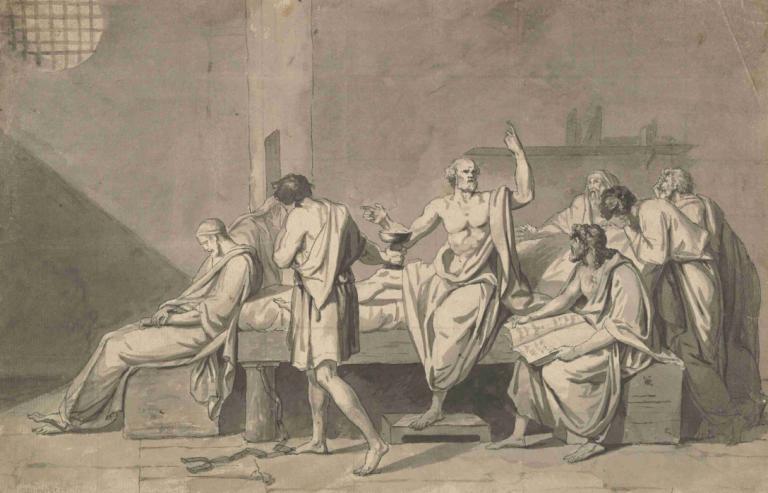 The Death of Socrates,소크라테스의 죽음,Jacques Louis David,자크 루이 데이비드,동판 에칭,동판 에칭, 여러 소년, 미술 패러디, 단색화, 남성 집중, 6+소년