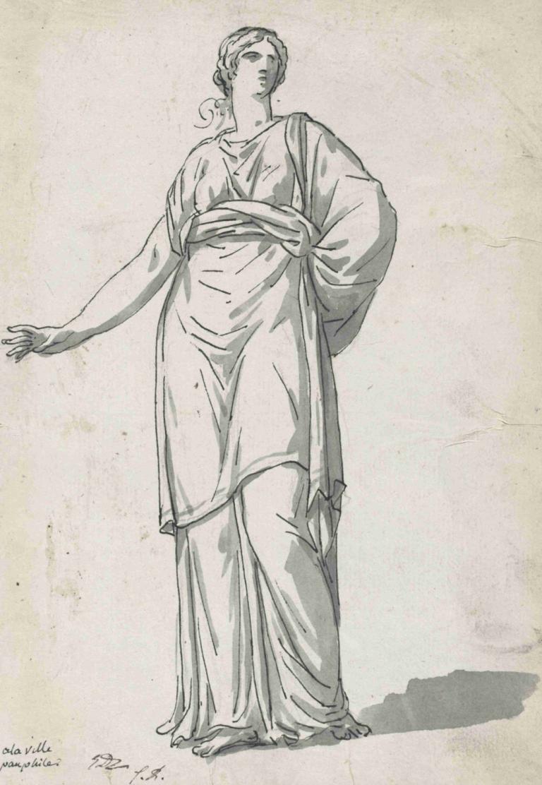 Woman from the Villa Pamphili,Vrouw uit de Villa Pamphili,Jacques Louis David,Schetsen,Schetsen, solo