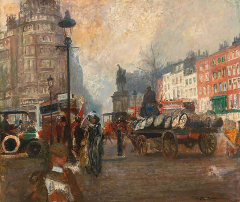 Knightsbridge Seen From Sloane Street, December 1913,Jacques-Émile Blanche,Oil Painting,Oil Painting