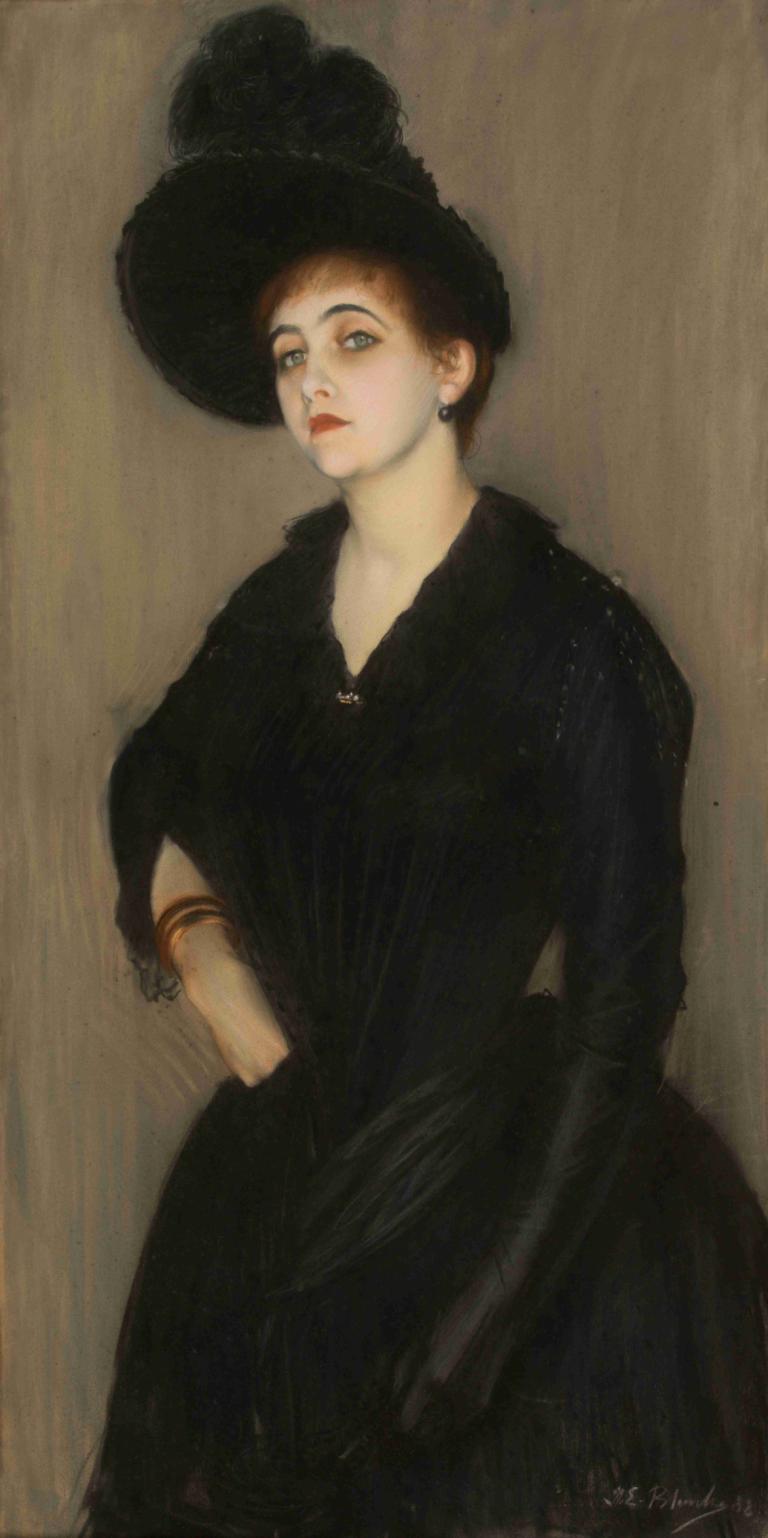 Marie-Blanche Vasnier,Jacques-Émile Blanche,Pittura ad olio,Pittura ad olio, 1 ragazza, assolo, cappello