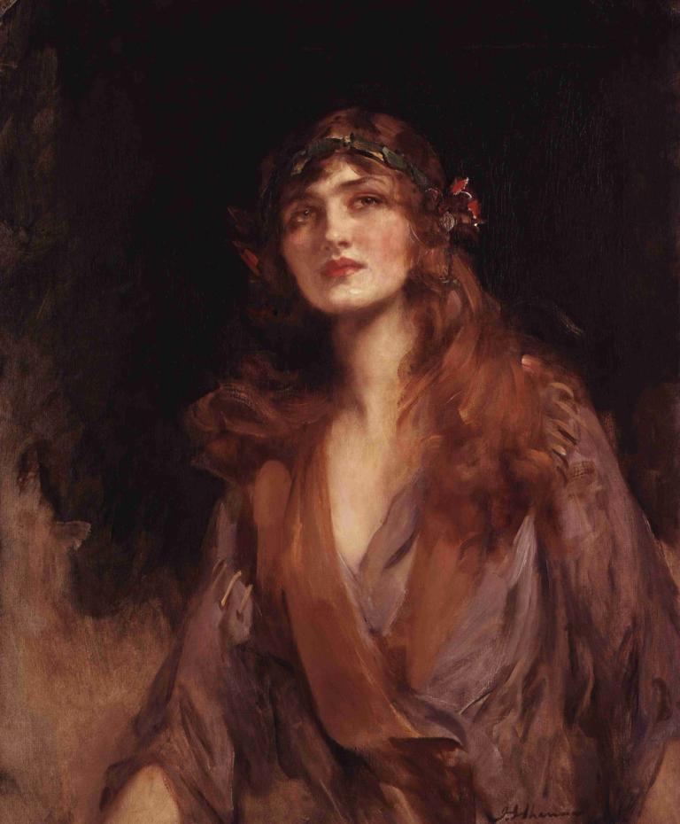 Lily Elsie (Mrs Bullough),James Jebusa Shannon,Oil Painting,Oil Painting, 1girl, solo, realistic