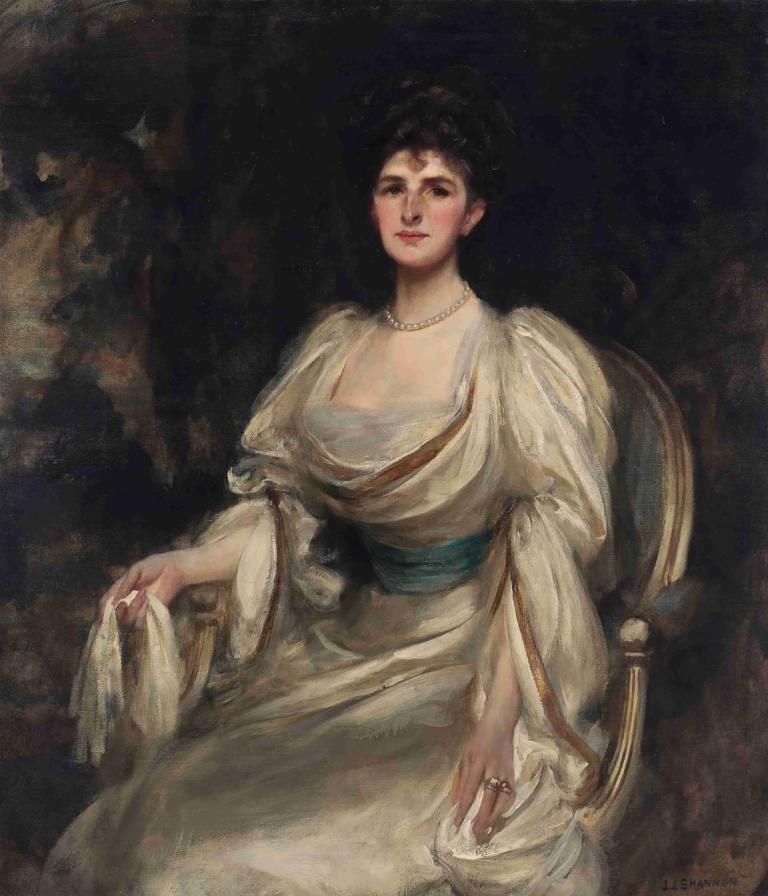 Mrs George Harland-Peck,Fru George Harland-Peck,James Jebusa Shannon,Oljemålning,Oljemålning, 1 tjej, Smycken