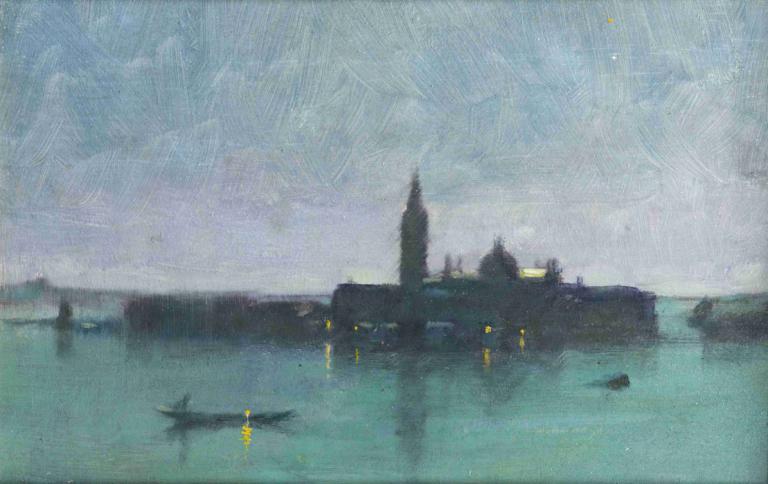 San Giorgio Maggiore From The Lagoon By Moonlight, Venice,San Giorgio Maggiore från lagunen i månsken