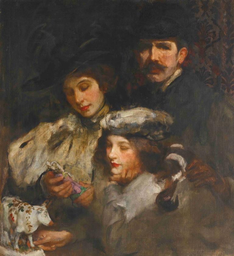 The Painter, His Wife And Daughter,Målaren, hans fru och dotter,James Jebusa Shannon,Oljemålning,Oljemålning