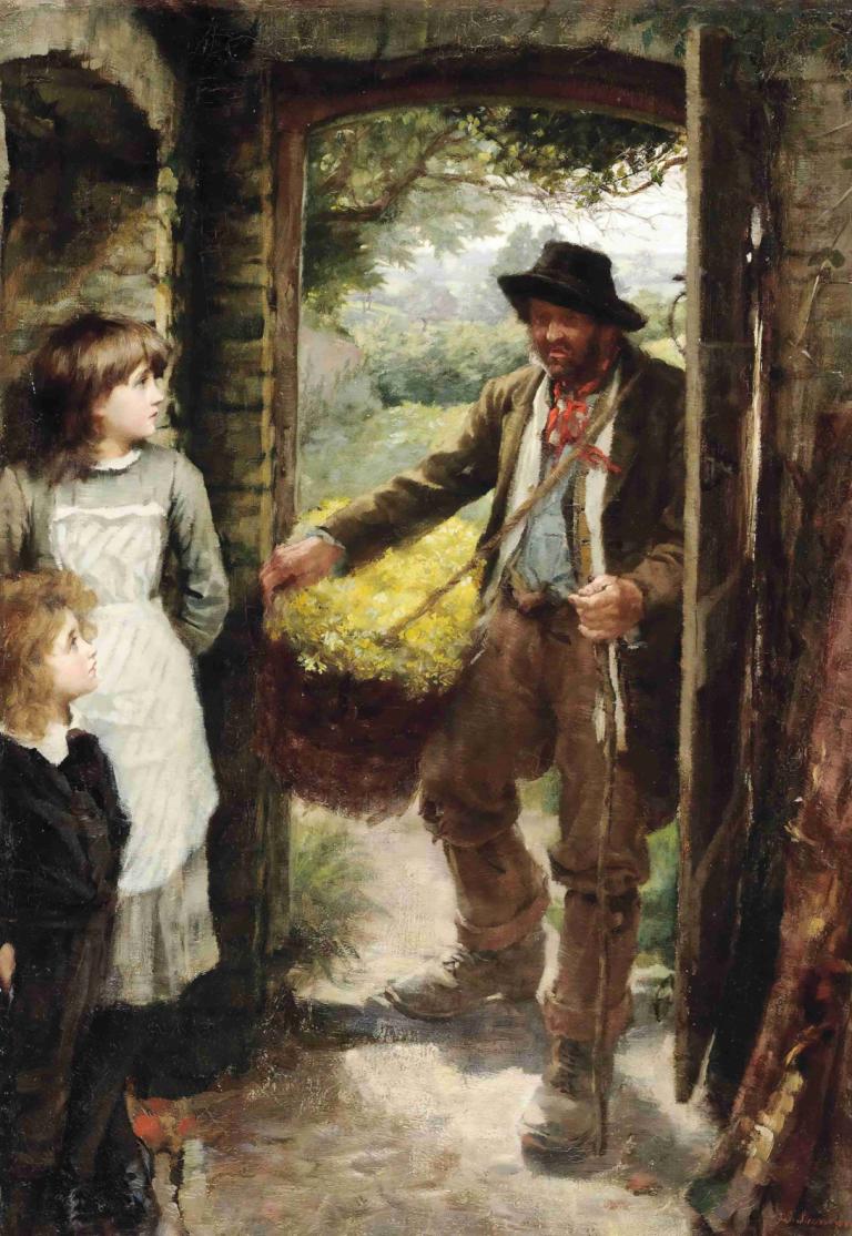 The cowslip gatherer,Samlare av gullvivor,James Jebusa Shannon,Oljemålning,Oljemålning, 1 tjej, hatt