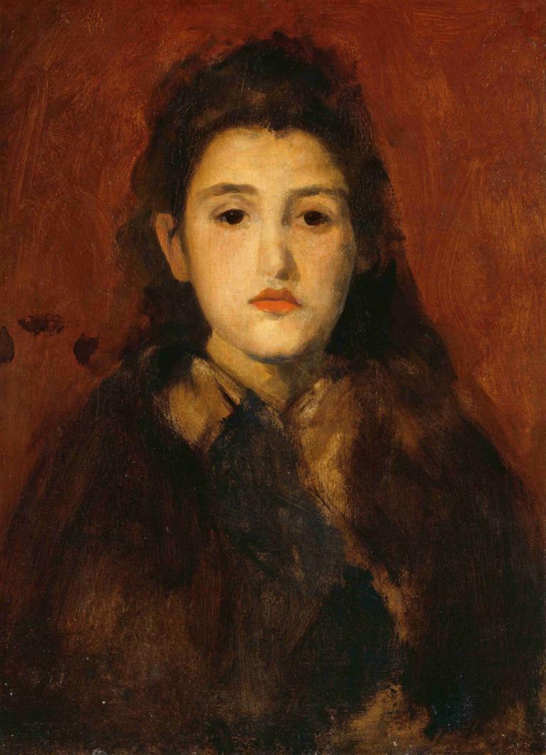 Alice Butt,James McNeill Whistler,Oil Painting,Oil Painting, solo, 1girl, black hair, long hair