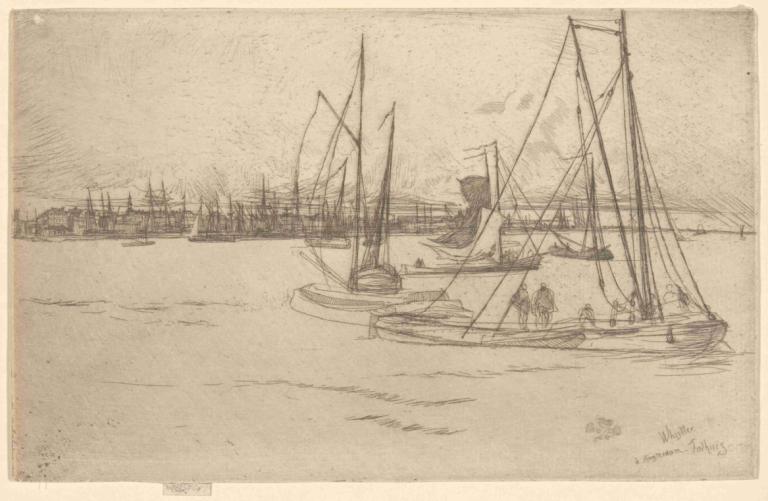 Amsterdam from the Tolhuis,James McNeill Whistler,Copperplate Etching,Copperplate Etching, watercraft