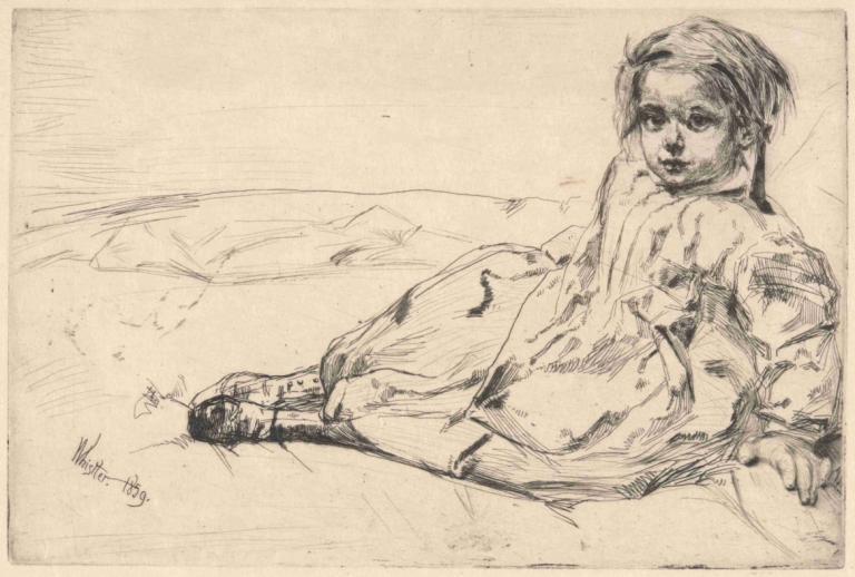 Bibi Valentin,Bibi Valentine,James McNeill Whistler,Croquis,Croquis, solo, monochrome, 1garçon