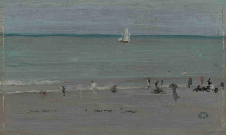 Coast Scene, Bathers,해안 장면, 해수욕장,James McNeill Whistler,제임스 맥닐 휘슬러,오일 페인팅,오일 페인팅, 선박, 대양, 해변, 여러 소년, 6+소년, 옥외