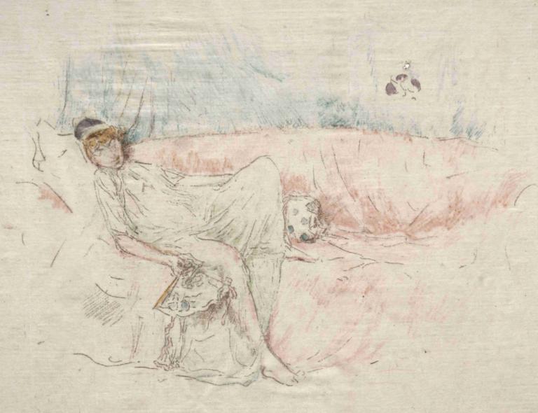 Draped Figure Reclining,드레이프 피규어 리클라이닝,James McNeill Whistler,제임스 맥닐 휘슬러,컬러 스케치,컬러 스케치, 여자 1명, 독주, 맨발, 거짓말하는