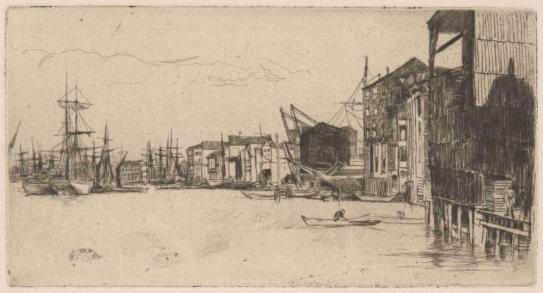 Free Trade Wharf,Προβλήτα ελεύθερου εμπορίου,James McNeill Whistler,Χαλκογραφία,Χαλκογραφία, μονόχρωμος