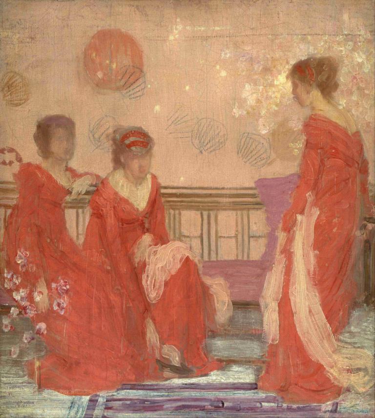 Harmony In Flesh Colour And Red,Armonía en color carne y rojo,James McNeill Whistler,Pintura al óleo