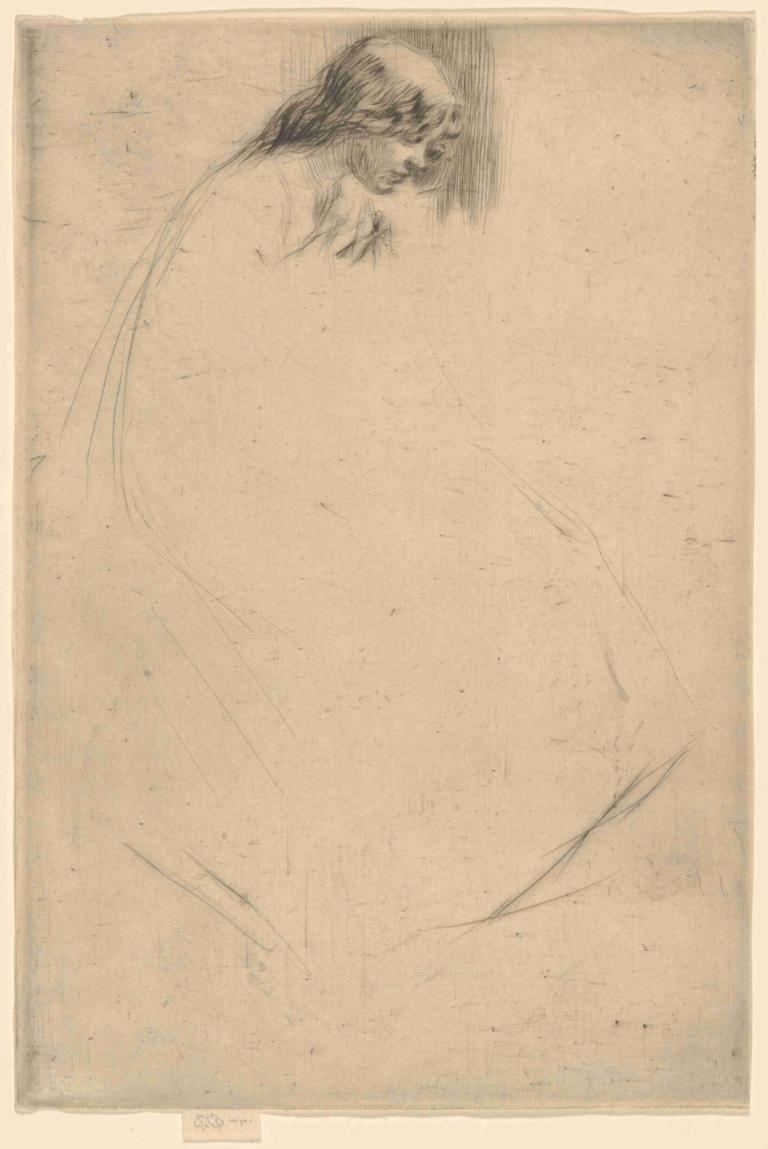 Jo's Bent Head,James McNeill Whistler,Skizze,Skizze, Solo, einfarbig, 1Mädchen, lange Haare