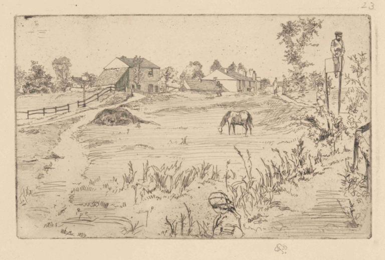 Landscape with the Horse,Landschaft mit dem Pferd,James McNeill Whistler,Kupferstich,Kupferstich, einfarbig