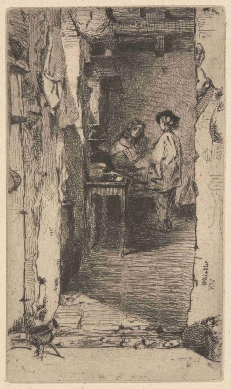 Little Rag Gatherers,Micii culegători de cârpe,James McNeill Whistler,Gravura din cupru,Gravura din cupru