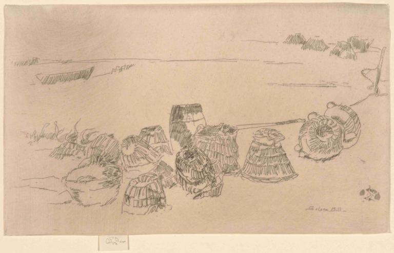 Lobster Pots,Ghivece pentru homari,James McNeill Whistler,Gravura din cupru,Gravura din cupru, monocrom