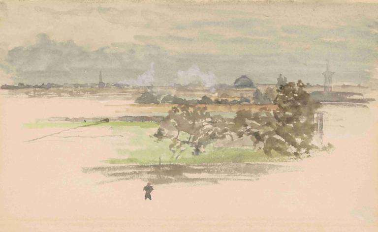 Marsh in Zeeland,Mlaștină în Zeeland,James McNeill Whistler,Schiță de culoare,Schiță de culoare, în aer liber