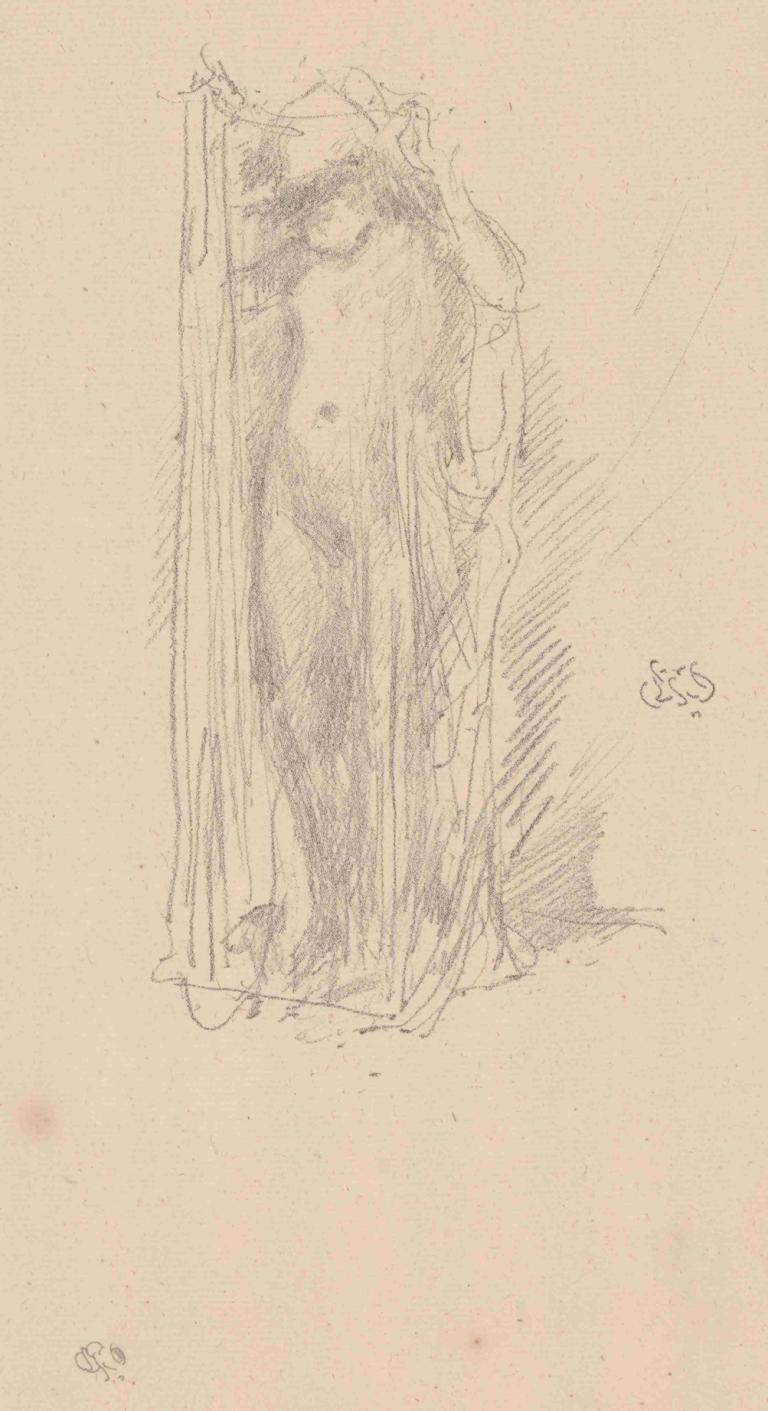 Model Draping,Modelul Draping,James McNeill Whistler,Schiță,Schiță, solo, monocrom, 1 fata, schiță, nud