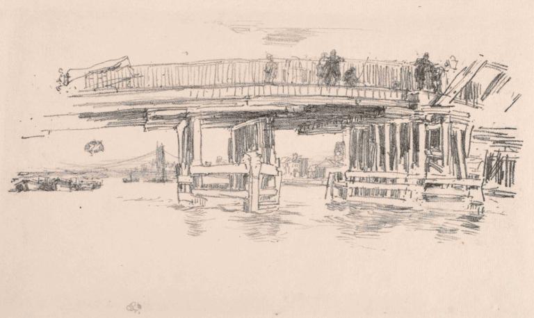 Old Battersea Bridge,Podul vechi Battersea,James McNeill Whistler,Gravura din cupru,Gravura din cupru