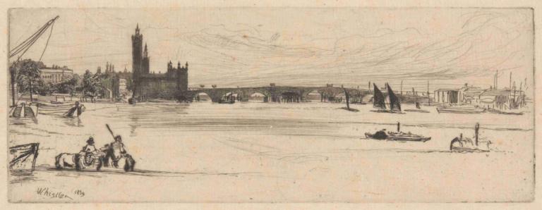 Old Westminster Bridge,Vieux pont de Westminster,James McNeill Whistler,Gravure sur cuivre,Gravure sur cuivre