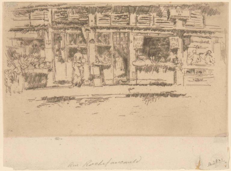 Rue de la Rochefoucault,James McNeill Whistler,Gravura din cupru,Gravura din cupru, monocrom, 1 fata