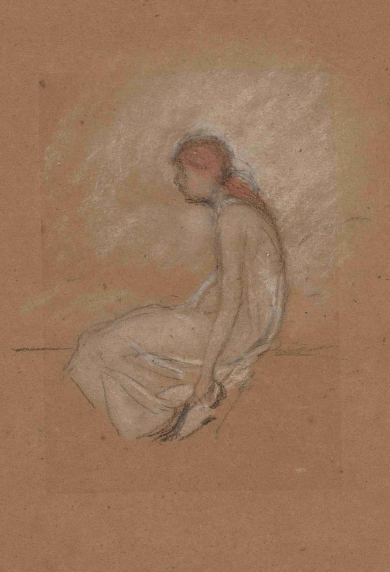 Seated Woman with Red Hair,Wanita Duduk dengan Rambut Merah,James McNeill Whistler,Sketsa Warna,Sketsa Warna