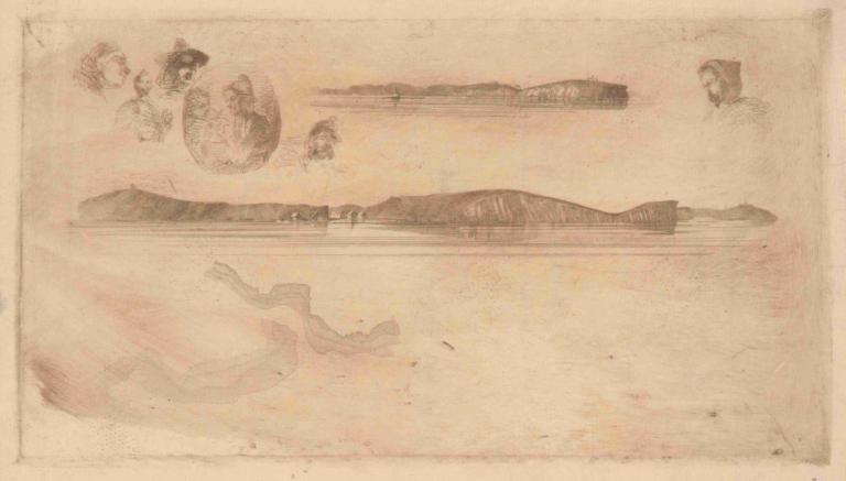 Sketches on the Coast Survey Plate,Sketsa pada Lempeng Survei Pantai,James McNeill Whistler