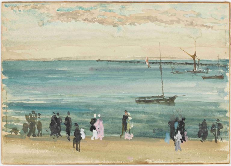 Southend Pier,Dermaga Southend,James McNeill Whistler,Lukisan cat minyak,Lukisan cat minyak, perahu