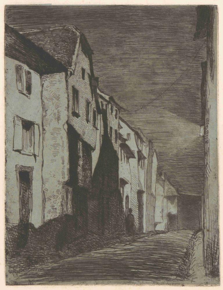 Street at Saverne,James McNeill Whistler,Copperplate Etching,Copperplate Etching, monochrome, no humans