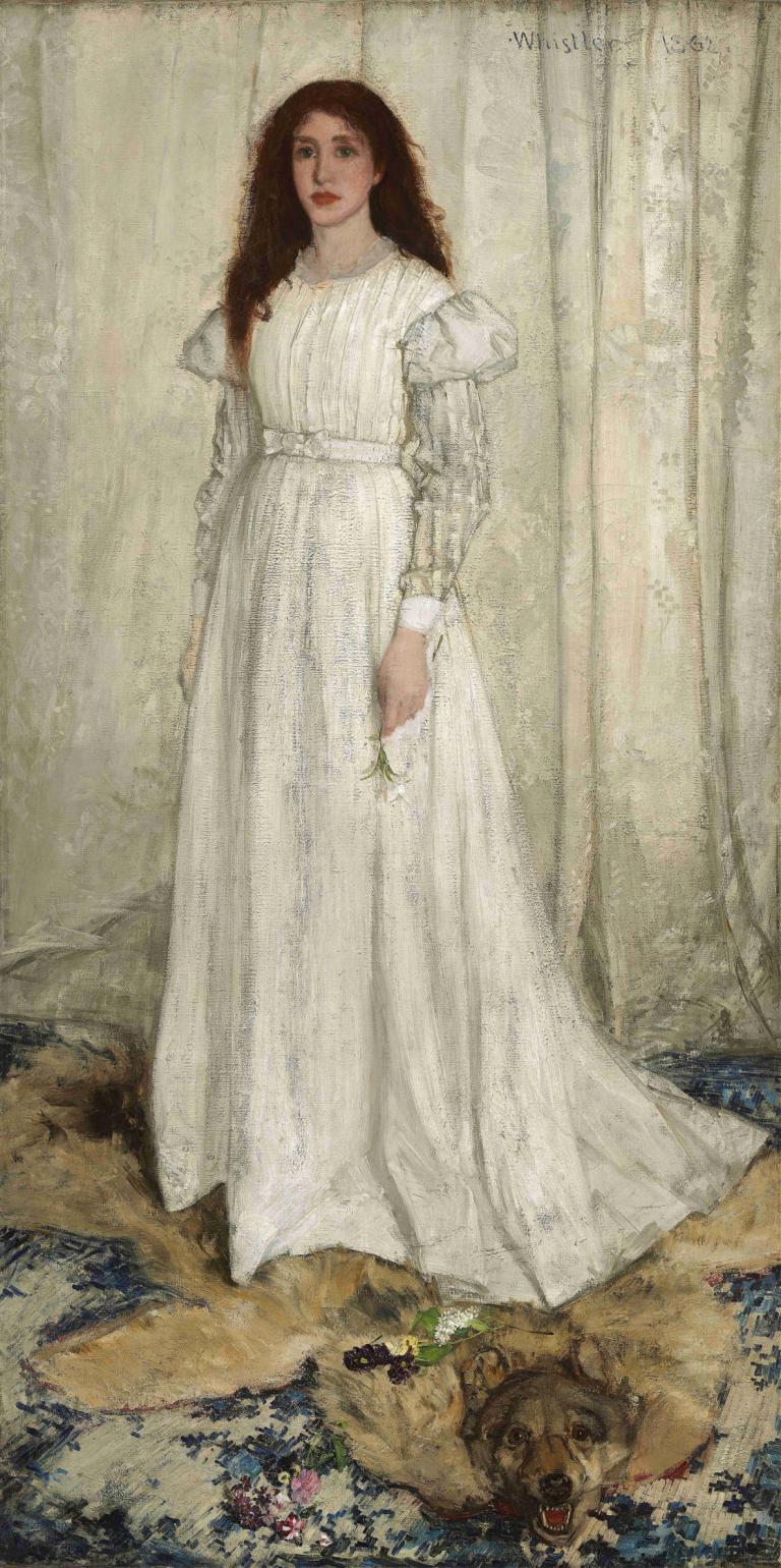 Symphony in White,No. 1 - The White Girl,James McNeill Whistler,Oil Painting,Oil Painting, 1girl, dress