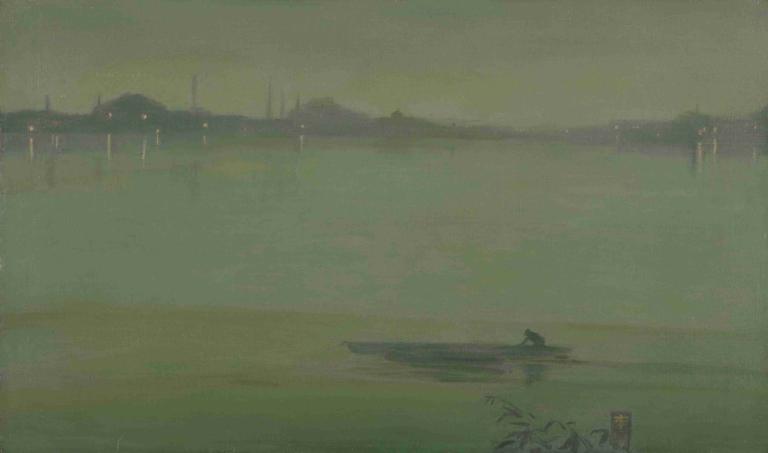 Thames Nocturne,템즈 녹턴,James McNeill Whistler,제임스 맥닐 휘슬러,오일 페인팅,오일 페인팅, 경치, 옥외, 인간은 없어, 잔디, 나무, 물, 독주, 안개