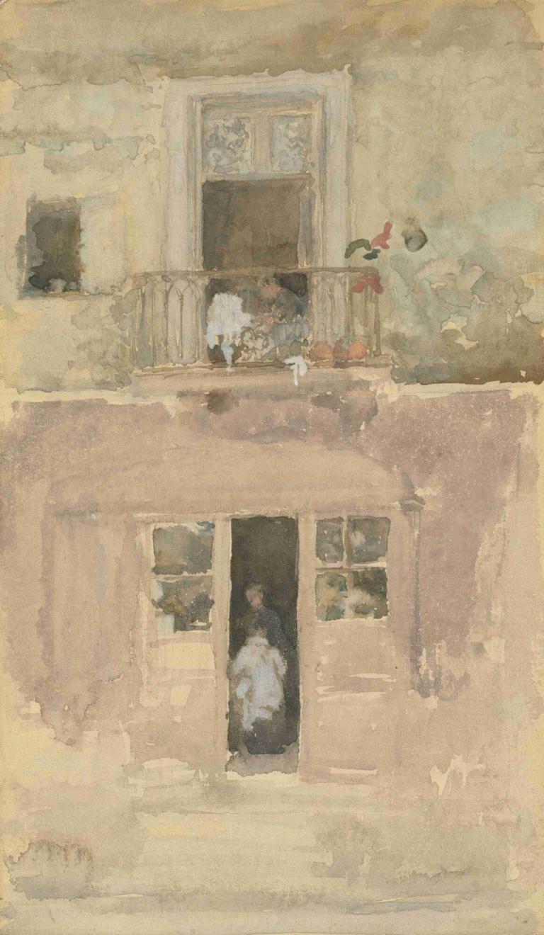 The Balcony,발코니,James McNeill Whistler,제임스 맥닐 휘슬러,오일 페인팅,오일 페인팅, 창문, 테이블, 독주, 문, 여자 1명, 실내