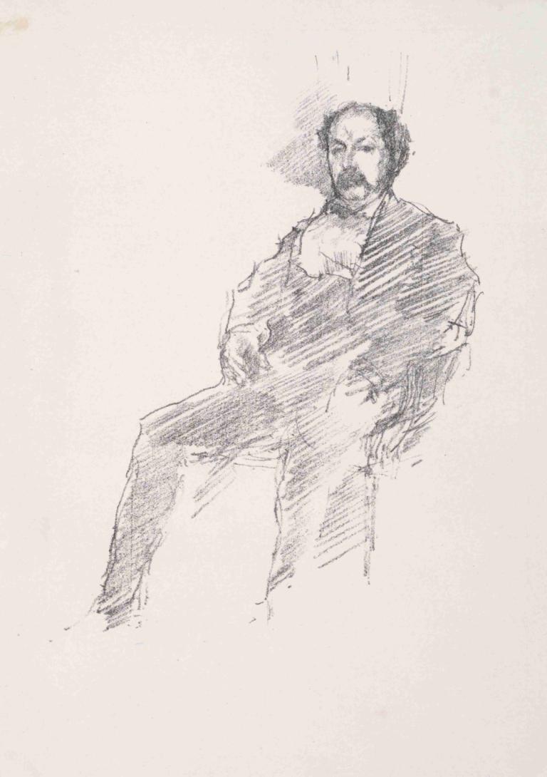 The Doctor,닥터,James McNeill Whistler,제임스 맥닐 휘슬러,스케치,스케치, 1남, 독주, 남성 집중, 단색화, 얼굴 털, 수염, 전통 미디어, 좌석, 스케치, 수염