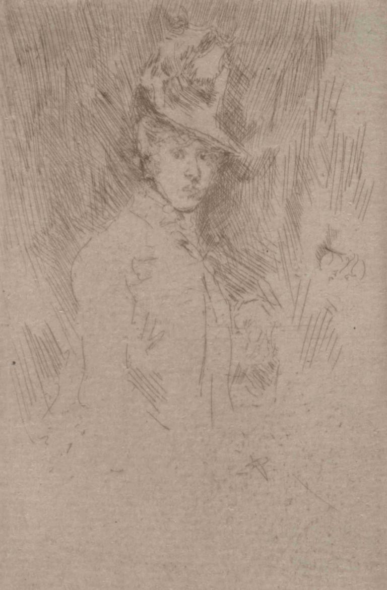 The Little Hat,《小帽子》,James McNeill Whistler,詹姆斯·麥克尼爾·惠斯勒,素描,素描, 1男孩, 獨奏, 帽子, 單色, 男性焦點, 傳統媒體, 草圖, 石墨（中）