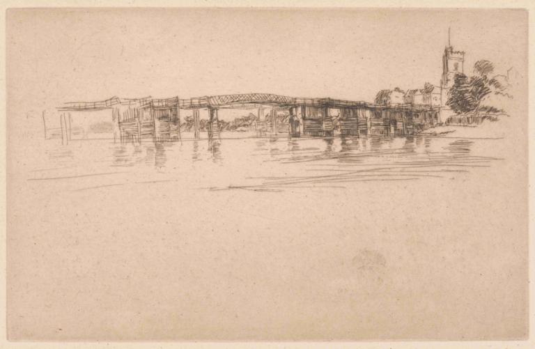 The Little Putney, No. 1,《小普特尼》，第一名,James McNeill Whistler,詹姆斯·麥克尼爾·惠斯勒,銅版畫,銅版畫, 沒有人類, 單色, 地面車輛, 摩托車, 傳統媒體, 水