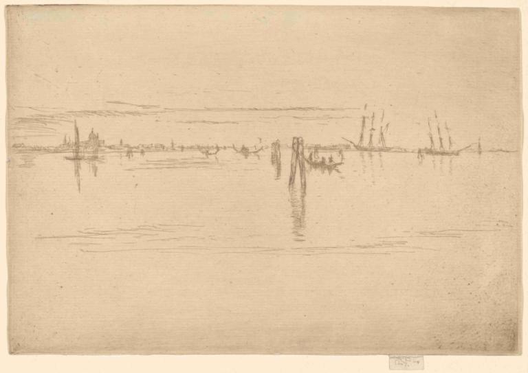 The Long Lagoon,長礁湖,James McNeill Whistler,詹姆斯·麥克尼爾·惠斯勒,銅版畫,銅版畫, 單色, 沒有人類, 傳統媒體, 水, 風景, 戶外, 海洋, 草圖, 湖