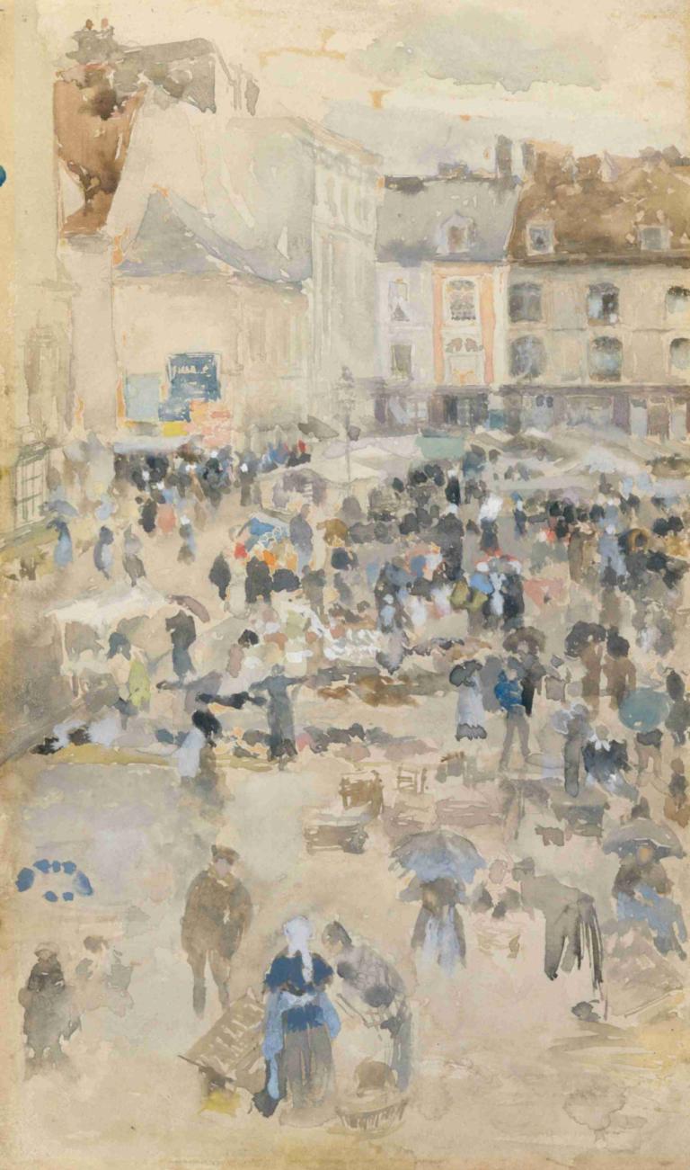 Variations in Violet and Grey—Market Place, Dieppe,바이올렛과 그레이 마켓 플레이스의 변주, 디에프,James McNeill Whistler