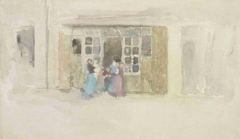 Women And Children Outside A Brittany Shop,브리타니 상점 밖의 여성과 아이들,James McNeill Whistler,제임스 맥닐 휘슬러,오일 페인팅,오일 페인팅