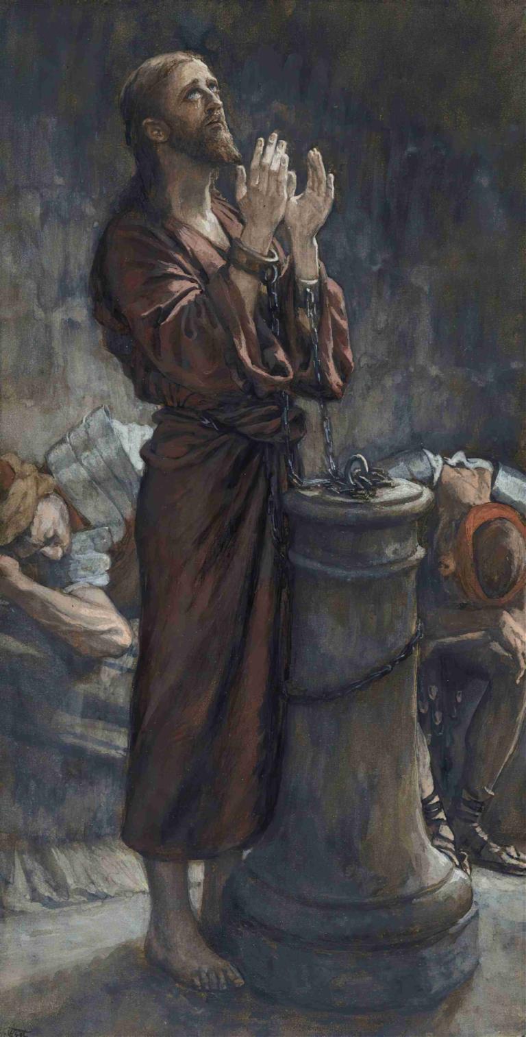 Good Friday Morning; Jesus in Prison,聖金曜日の朝、獄中のイエス,James Tissot,ジェームズ・ティソ,油絵,油絵, 複数の男の子, 裸足, 男性の焦点, 顔の毛, あごひげ