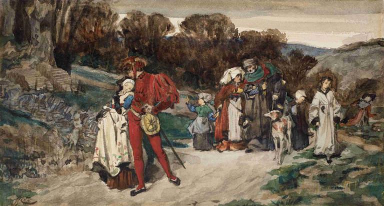 Le départ du fiancé,James Tissot,Peinture à l'huile,Peinture à l'huile, plusieurs garçons, plusieurs filles