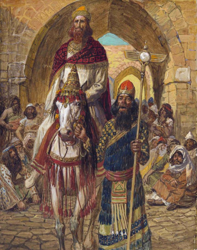 Mordecai's Triumph,Mordekais triumf,James Tissot,Oljemålning,Oljemålning, flera pojkar, ansiktshår, skägg