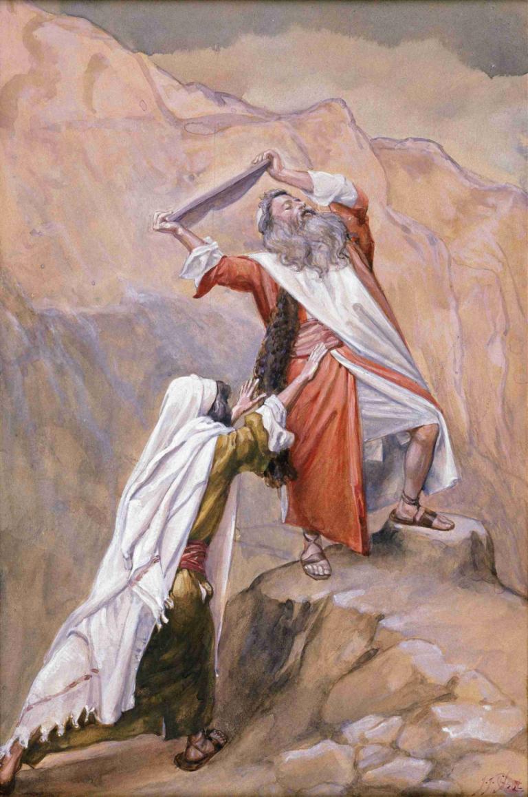 Moses Destroyeth the Tables of the Ten Commandments,James Tissot,Oil Painting,Oil Painting, fine art parody