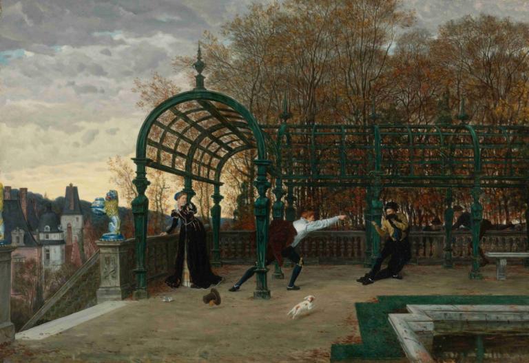 Tentative D'enlèvement (The Attempted Abduction),James Tissot,Oil Painting,Oil Painting, tree, multiple boys